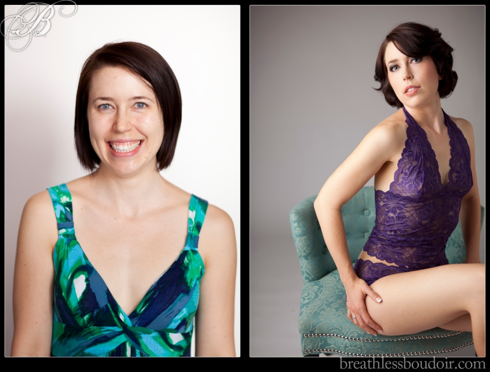 Before and after makeover transformation©2013 Breathless Boudoir