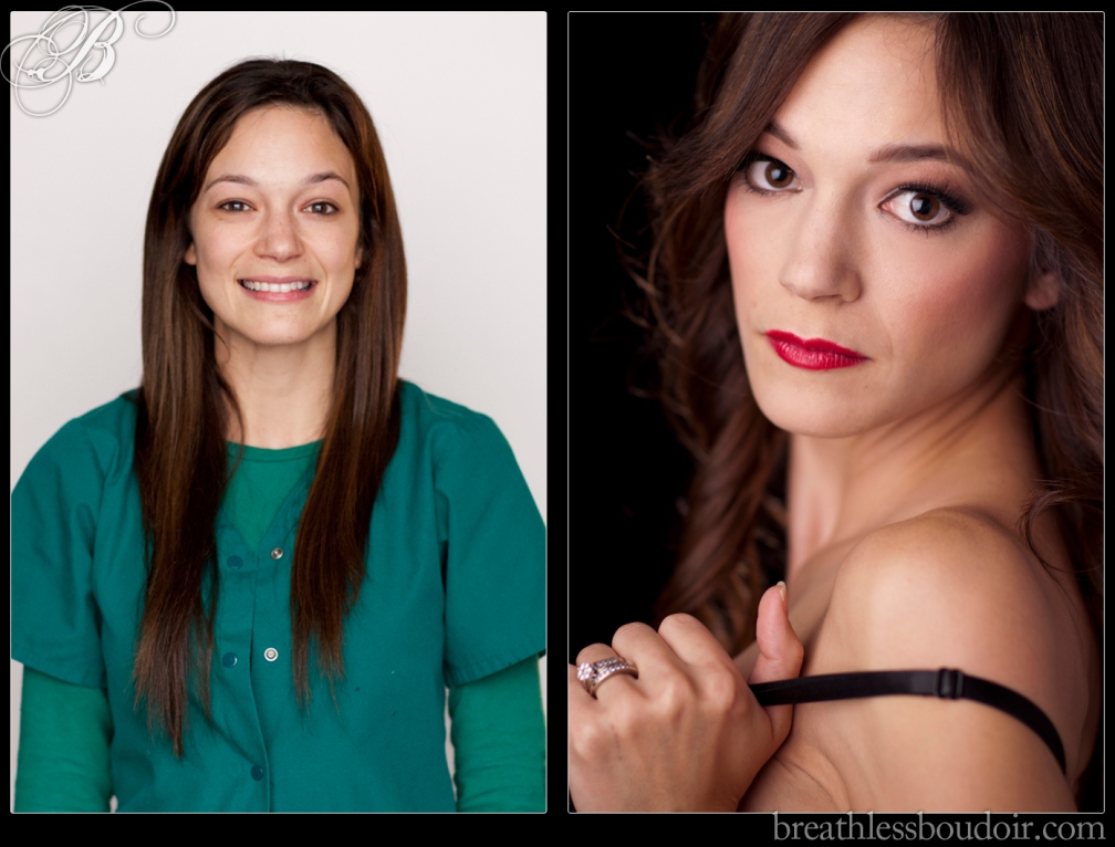 Before and afer makeover transformation ©2013 Breathless Boudoir